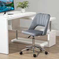 Vinsetto Chaise de bureau design contemporain pivotante 360° ergonomique dossier strié aéré hauteur réglable revêtement velours 49 x 60 x 91 cm gris foncé(m-10)