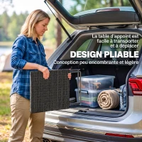 Outsunny Table basse pliable de jardin style cosy chic dim. 40L x 40l x 40H cm acier résine tressée noir(m-4)