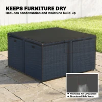 Outsunny Garden Furniture Cover, Waterproof Patio Furniture Cover with Air Vent, 420D Oxford Fabric, 125 x 125 x 74 cm, Black(m-6)