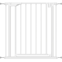 PawHut Barrera de Seguridad para Niños y Perros Ancho 76-81 cm Bloqueo Doble y Cierre Automático Apertura Dos Sentidos Blanco