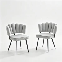 Lot de 2 chaises de salle à manger, mousse haute densité, patins antidérapants, 60x48x80 cm, Gris clair+Noir(m-2)