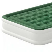 Outsunny Inflatable Mattress, Double Air Bed with Built-in Electric Pump, 3 Mins Inflation, Flocked Surface, Dark Green(m-12)