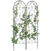 Outsunny Support pour plantes grimpantes avec motif lot de 2 treillis de jardin pour vigne fleurs légumes métal 50 x 180 cm noir(m-11)