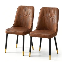 Lot de 2 chaises de salle à manger modernes, assise rembourrée, embouts antidérapants, 43x41.5x89 cm, Marron+Noir(m-2)