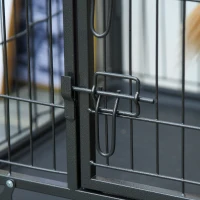 PawHut Kennel per Cani Pieghevole a Doppia Porta con Blocco, 4 Ruote con Freno e Fondo Rimovibile, 94x58x69.5 cm, Grigio(m-8)