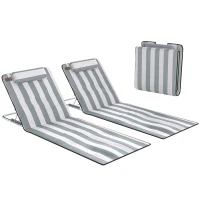 Outsunny Opvouwbaar ligbed met neksteun ligstoel met 5-traps verstelbare rugleuning draagtas lichtgrijs(m-15)