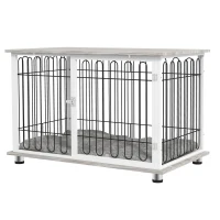PawHut Indoor Dog Crate Furniture, Side End Table, with Soft Washable Cushion, Lockable Doors, for Large Dogs(m-11)