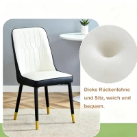 Lot de 2 chaises de salle à manger modernes, assise rembourrée, embouts antidérapants, 43x41.5x89 cm, Blanc+Noir(m-7)