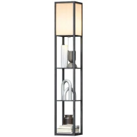 HOMCOM vloerlamp verlichting E27 tot 40 W met 3 planken voor woon-/slaapkamer hout(m-10)