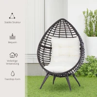 Outsunny rotan fauteuil in druppelvorm 101 cm x 89 cm x 156 cm(m-6)