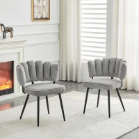 Lot de 2 chaises de salle à manger, mousse haute densité, patins antidérapants, 60x46x80 cm, Gris clair(m-1)