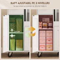 HOMCOM Dulap pentru Cuptorul cu Microunde din Lemn cu Sertar, 2 Dulapuri, Raft Deschis și Raft Reglabil, 80x40x88.7 cm, Alb(m-5)