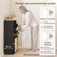 HOMCOM Dulap Slim Pantofi, Dulap Economisire Spațiu Pantofar Slim Pantofar Economisire Spațiu, Negru și Lemn(m-4)