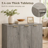 HOMCOM Sideboard Cabinet, Modern Storage Cabinet with 3 Doors and Adjustable Shelves for Living Room, Dining Room, Grey(m-6)