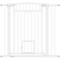 PawHut Barrière de sécurité chien système de double verrouillage montage par pression ou perçage largeur 76-104 cm blanc(m-1)