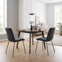 HOMCOM Conjunto de 2 Cadeiras de Jantar, Cadeiras de Cozinha Estofadas em Veludo, Encosto Curvado, Pés em Metal, Cinza Escuro(m-2)