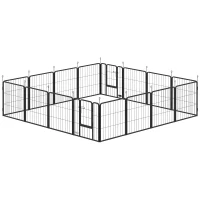PawHut Parc pour chien, parc pour animaux, 16 panneaux, clôture portable pliable, sécurisé, noir(m-13)