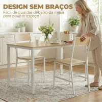 HOMCOM Conjunto de 2 Cadeiras de Jantar Cadeiras de Cozinha Modernas com Encosto Inclinado Estrutura Metálica 36x47x88,3 cm Madeira e Branco(m-7)