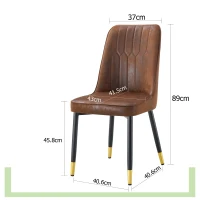 Lot de 2 chaises de salle à manger modernes, assise rembourrée, embouts antidérapants, 43x41.5x89 cm, Marron+Noir(m-3)