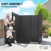 Outsunny 6 x 6 ft Plastic Garden Shed, Wood-Effect Outdoor Storage Shed with Floor, Windows, Lockable Doors and Vents, Dark Grey(m-7)