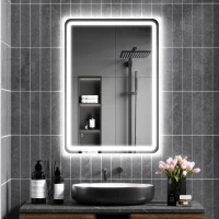 HOMCOM Oglindă de Baie cu Comutator Touch, Lumină LED la 3 Temperaturi și Antiaburire, 70x100cm(m-10)