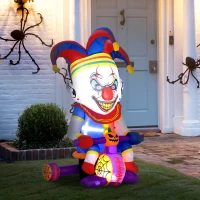 Outsunny 4ft Halloween Inflatable Clown on Bicycle, Blow Up Outdoor Halloween Decoration with 3 Built-in LED Lights for Garden, Party Indoor Outdoor(m-10)