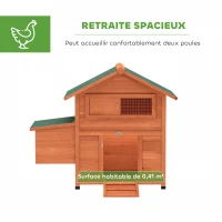 PawHut Poulailler avec Pondoir et Perchoir Toit en Bitume Étanche et Fenêtre de Ventilation Bois 113,5x67,5x95,5cm Orange(m-4)