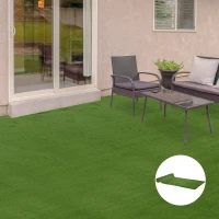 Outsunny Lot de 2 gazons synthétiques artificiels Moquette extérieure dim. 4L x 1l m Herbes Hautes denses 2 cm Vert(m-2)