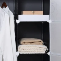 HOMCOM Kledingkast in Blokdesign, 2 Grote en 9 Kleine Blokken, Kunststof, Metaal, 111L x 47B x 183H cm, Zwart+Wit(m-9)