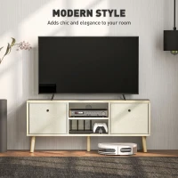 HOMCOM TV Cabinet Stand Unit for TVs up to 50'' with Foldable Drawers, Entertainment Centre for Living Room Natural(m-4)