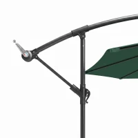 Outsunny 3 m Overhanging Cantilever Parasol, with Cross Base - Dark Green(m-10)