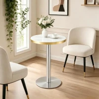 Table d'appoint ronde, plateau anti-rayures facile à nettoyer, 60x60x74 cm, Blanc(m-4)