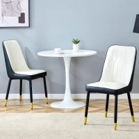 Lot de 2 chaises de salle à manger modernes, assise rembourrée, embouts antidérapants, 43x41.5x89 cm, Blanc+Noir(m-5)
