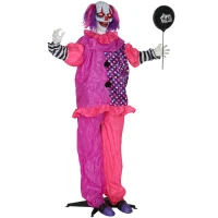 Outsunny 5′7″ Scary Animated Clown Decoration - Pink/Purple(m-11)