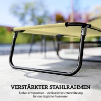 Outsunny Ligstoel, verstelbare rugleuning met 5 standen, sneldrogend, metalen frame, 190 x 56 x 28 cm, crème(m-7)