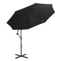 Outsunny afneembare parasol zweefparasol zwengelparasol met handkruk, zwart(m-10)