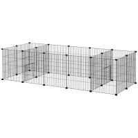 PawHut Lot de 2 enclos parc modulable pour petits animaux lapins rongeurs chiots 36 panneaux en fil d'acier 4 portes noir(m-11)