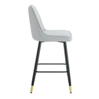 Lot de 2 tabourets de bar, design moderne, repose-pieds et renfort croisé, 42x45x100 cm, Gris clair(m-11)