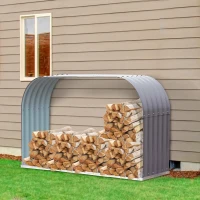 HOMCOM Stockage de bûches abri à bûches extérieur 212L x 40l x 111H cm surface sol 0,85 m² toit voûté acier galvanisé gris(m-8)