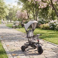 AIYAPLAY Tricycle bébé évolutif 6 en 1, tricycle enfant pliable avec poignée parentale réglable, siège pivotant 360°, gris(m-2)
