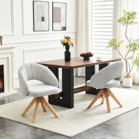 Lot de 2 chaises pivotantes style rétro, piètement 4 pieds en bois massif, patins antidérapants, 46x49x84 cm, Couleur naturelle(m-5)