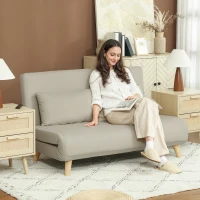 HOMCOM Slaapbank Relaxbank Sofa Couch, incl. 2 kussens, fluwelen look, 130 x 78 x 79 cm, beige(m-2)