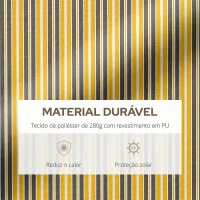 Outsunny Toldo Manual Retrátil 350x250 cm com Manivela de Metal Impermeável e Anti-UV para Jardim Terraço Janelas Cinza e Amarelo(m-5)