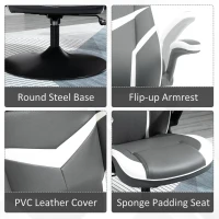 Vinsetto Gaming Chair Ergonomic Computer Chair with Adjustable Height Pedestal Base, Home Office Desk Chair PVC Leather Exclusive Swivel Chair Grey(m-6)