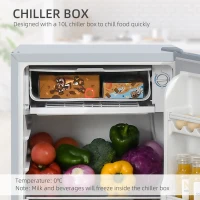 HOMCOM 91 Litre Freestanding Under Counter Fridge Freezer with Chiller Box, Reversible Door, Adjustable Thermostat, 47.5cm Wide, Noise Level: Decibels 40, Grey(m-5)
