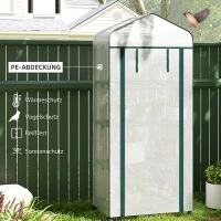 Outsunny Folie-Kas, Kweekkas, Mini-Kas, Plantenhuis, Koude Bak, 4 Planklagen, 69 x 50 x 165 cm, Wit(m-5)