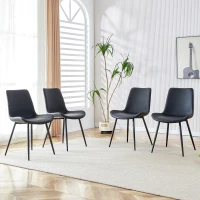 Lot de 4 chaises de salle à manger en similicuir, design moderne, embouts antidérapants, 50x47x83 cm, Noir(m-5)