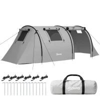 Outsunny Tente de camping pour 3-4 personnes, avec 1 chambre et 1 salon, étanche, facile à transporter avec sac inclus(m-11)