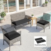 Outsunny Outdoor Seat Cushion Pads for Rattan Furniture, 3 PCs Garden Furniture Cushions, Black(m-2)