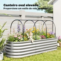 Outsunny Caixa de Plantio Grande com Cobertura de Estufa e Rede Fundo Aberto para Jardim Terraço 200x60x103 cm Prateado(m-5)